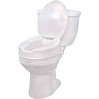 Drive Medical Raised Toilet Seat with Lock and Lid , White, 4"