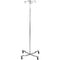 Economy Removable Top I. V. Pole, 2 Hook Top, Chrome