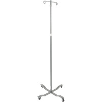 Economy Removable Top I. V. Pole, 4 Hook Top, Chrome
