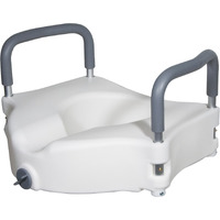 Elevated Raised Toilet Seat with Removable Padded Arms, Standard Seat