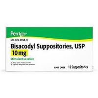 Bisacodyl Suppositories USP 10 mg 12 Each