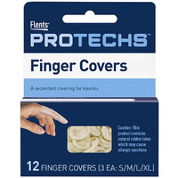 Flents First Aid Finger Covers, 12 Count, Small, Medium, Large, X-Large, Protects Finger While Healing From Injury (3 Pairs Each of S/M/L/XL) (69626)