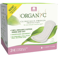 Organyc 100% Certified Organic Cotton Folded Panty Liner, Ultra Thin, Light Flow, 24 Count