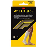 FUTURO Open Toe/Open Heel Knee Length Stocking, Firm Compression (20-30 mm/Hg), For Standing or Sitting All Day, Beige, XL, Unisex, 1 Stocking