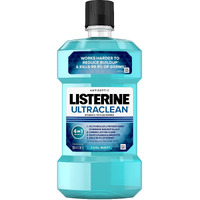 Listerine Ultraclean Oral Care Antiseptic Mouthwash to Help Fight Bad Breath Germs, Gingivitis, Plaque and Tartar, Oral Rinse for Healthy Gums & Fresh Breath, Cool Mint Flavor, 500 mL