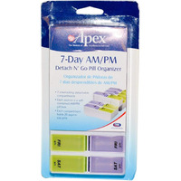 Apex 7-Day AM/PM Detach N' Go Pill Organizer, Purple & Green, 1 ea