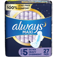 ALWAYS Maxi Size 5 Extra Heavy Overnight Pads With Wings Unscented, 27 Count