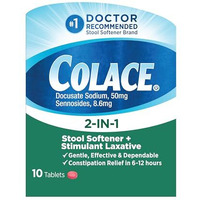 Colace 2-IN-1 Stool Softener & Stimulant Laxative Tablets, 10 Count, Gentle Constipation Relief In 6-12 Hours