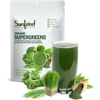 Sunfood Superfoods Super Greens Powder | 8 oz, 22 Servings | Organic Green Juice/Smoothie Mix w/Digestive Enzymes & Probiotic for Gut Health