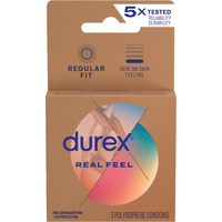 Durex Condom Real Feel Non Latex Condoms, 3 Count