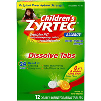 Zyrtec Children's 24 HR Dissolving Allergy Relief Tablets with Cetirizine, Citrus Flavored, 12 ct