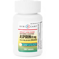Gericare Low Dose Enteric Coated Aspirin 81mg Pain Reliever, 100 Count (Pack of 1)