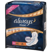 Always Maxi Pads Overnight - 33 CT