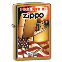 204BCI000128 - ZIPPO PROCUT 204B Brush Brass / CI000128-Mazzi Zippo Flag