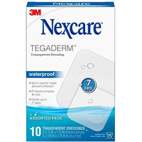 Nexcare Tegaderm Transparent Dressing, Clear Film Lets You See Wounds Heal, Waterproof Dressing Holds Fast for 7 Days - 10 Dressings
