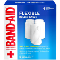 Band-Aid Brand of First Aid Products Flexible Rolled Gauze Dressing for Minor Wound Care, Soft Padding and Instant Absorption, 3 Inches by 2.1 Yards, Value Pack 5 ct