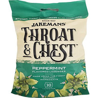 Jakemans Peppermint Throat & Chest Lozenges Cough Drops - Cough, Sore Throat and Seasonal Distress Soothing Relief - Liquid Drop Shape - 30 Lozenges