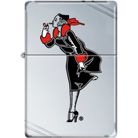 260CI011877 - ZIPPO PROCUT WINDY GIRL -BLACK VINTAGE HIGH POLISH CHROME