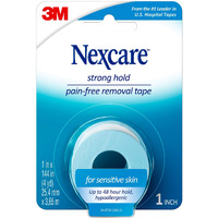 Nexcare Strong Hold Pain-Free Removal Tape, Silicone Adhesive, Secures Dressing and Lifts Away Cleanly - 1 In x 4 Yds, 1 Roll of Tape
