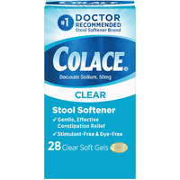 Colace Clear Stool Softener Soft Gel Capsules Constipation Relief 50mg Docusate Sodium Doctor Recommended 28ct