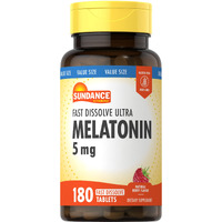 Melatonin 5mg Fast Dissolve | 180 Vegetarian Tablets | Natural Berry Flavor | Vegetarian, Non-GMO and Gluten Free Supplement | by Sundance