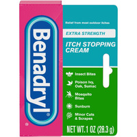 Benadryl Extra Strength Itch Stopping Anti-Itch Cream with Histamine Blocker, Diphenhydramine HCl Topical Analgesic & Zinc Acetate Skin Protectant for Relief from Most Outdoor Itches, 1 oz