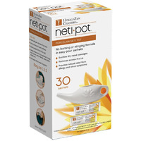 Himalayan Sinus Rinse Porcelain Neti Pot with 30 Sachets, 11 Ounce