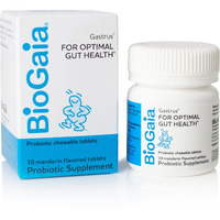 BioGaia Gastrus Chewable Tablets, Adult Probiotic Supplement for Stomach Discomfort, Constipation, Gas, Bloating, Regularity, Non-GMO, 30 Tablets, 1 Pack