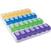 EZY DOSE Weekly (7-Day) Pill Organizer, Vitamin Case, and Medicine Box, 4 Times a Day, Large Compartments, Easy Fill All Compartments at Once