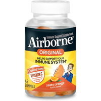Airborne 750mg Vitamin C Gummies For Adults, Immune Support Supplement with Powerful Antioxidants Vitamins C & E - 42 Gummies, Zesty Orange Flavor