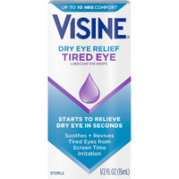 Visine Dry Eye Relief Tired Eye Lubricant Eye Drops, Moisturizing & Soothing Sterile Drops for Irritated, Dry & Tired Eyes Due to Screen Time Irritation, Polyethylene Glycol, 0.5 fl. oz