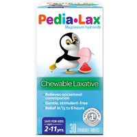 Pedia-Lax Laxative Chewable Tablets for Kids, Ages 2-11, Watermelon Flavor, 30 CT (2 Pack)