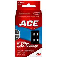 ACE 3 Inch Elastic Bandage with with Clips, Black, Great for Elbow, Ankle, Knee and More, 1 Count