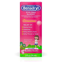 Childrens Benadryl Antihistamine Allergy Relief, Dye-Free Liquid, Bubble Gum Flavored, 4 Oz