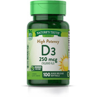 Nature's Truth Vitamin D3 10000iu | 100 Quick Release Softgels | High Potency Formula | Non-GMO and Gluten Free Supplement