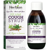 Herbion Naturals Ivy Leaf Cough Syrup with Thyme and Licorice, 5 FL Oz - Soothes Throat and Relieves Respiratory Discomfort - For Adults Kids 13 Months and Above, Alcohol Free, Sugar Free with Stevia
