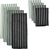 DII Assorted Gray Stripe Microfiber Dishtowel & Dishcloth (Set of 8)