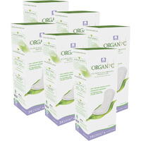Organyc 100% Certified Organic Cotton Everyday Panty Liner - Flat, Light Flow, Light Plus, 24 Count (Pack of 6)
