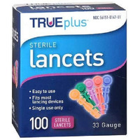 Trueplus Sterile Lancets 33 Gauge - 100 ct, Pack of 6