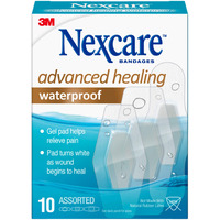 Nexcare Advanced Healing Waterproof Bandages, Assorted Sizes, 10 Count