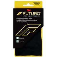 FUTURO Dress Socks for Men, Medium, Black, Moderate (15-20 mm/Hg)