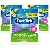 DenTek Slim Brush Interdental Cleaners | Brushes Between Teeth | Extra Tight Teeth | Mint Flavor | 32 Count | Pack of 3