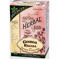 Mate Factor Organic Ginkgo Recall with Turmeric and Gotu Kola Herbal Tea, 20-piece