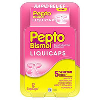 Pepto Bismol LiquiCaps Rapid Relief Nausea, Heartburn, Indigestion, Upset Stomach, Diarrhea, 12 Liquicaps