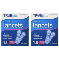 TRUEplus Sterile Lancets, 28 Gauge, 100 Count - 2 Pack
