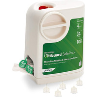 All-in-One UltiGuard Safe Pack Pen Needles and Sharps Container for at-Home Insulin Injections and Safe Needle Disposal, Size: Mini 4mm (5/32) x 32G, 100 Count
