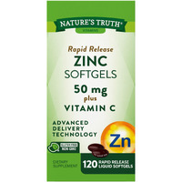 Zinc with Vitamin C | 50mg | 120 Softgels | Non-GMO & Gluten Free Supplement | by Natures Truth