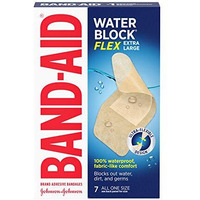 Band-Aid Brand Water Block Flex 100% Waterproof Adhesive Bandages for First-Aid Wound Care of Minor Cuts, Scrapes & Wounds, Ultra-Flexible Design, Sterile, Extra Large, 7 ct