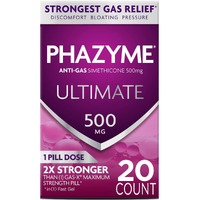 Phazyme Ultimate Gas Bloating Relief Works in Minutes 500 mg Simethicone Fast Gels, 20 Count