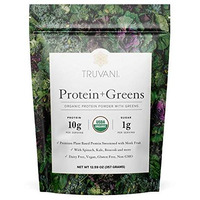 Truvani Protein + Greens | Organic, Non-GMO, Vegan, Gluten Free, Dairy Free | Daily Greens Combined with Protein | Great Taste with a Splash of Sweetness